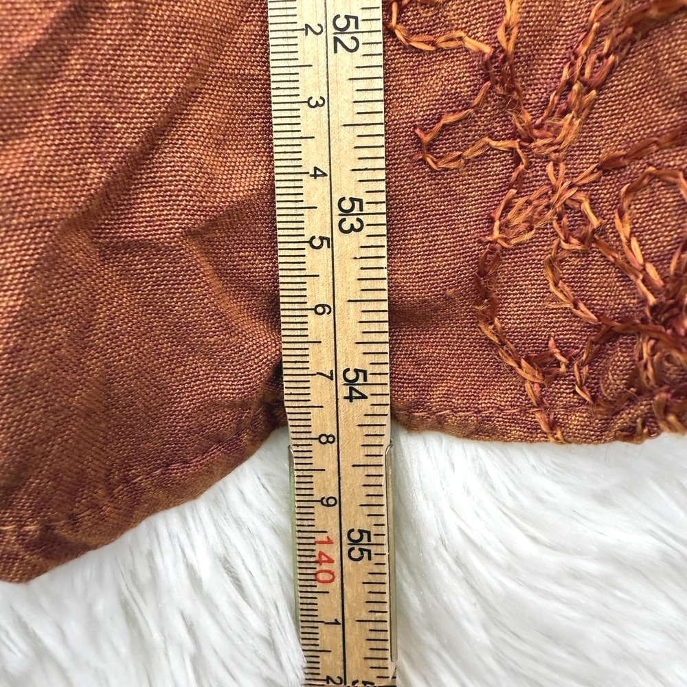 Boho Embroidered Lace Up Maxi Dress Rust Brown 3/4 Sleeve One Size - Picture 8 of 11